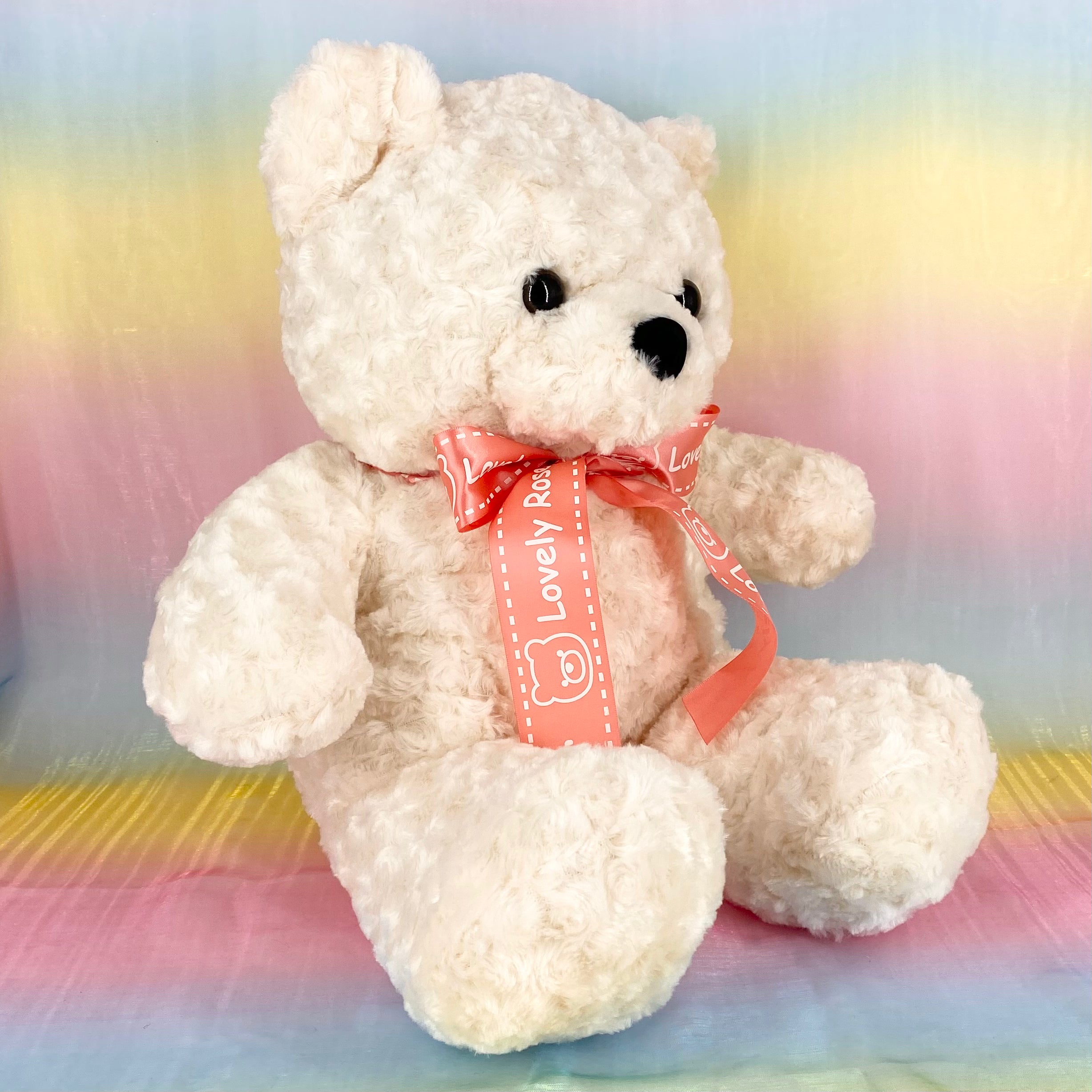 Lovely Rose Bear Ivory with Pink Ribbon Extra Large Pick A Plushie