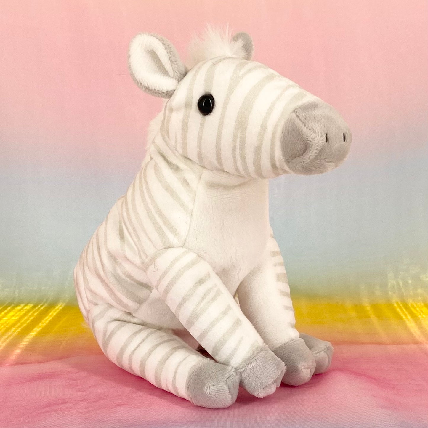 Shimauma The Zebra - White with Pale Grey Stripes - Small